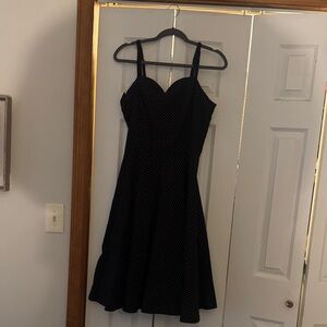 Sleeveless Black Polka Dot Midi Dress